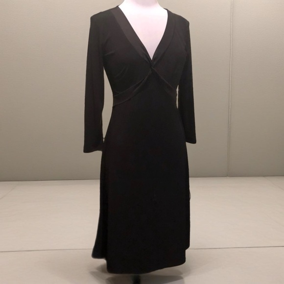 BCBG Paris Dresses & Skirts - BCBG Paris Vintage 90's  Jersey black dress - - V-neck-long sleeved sz M